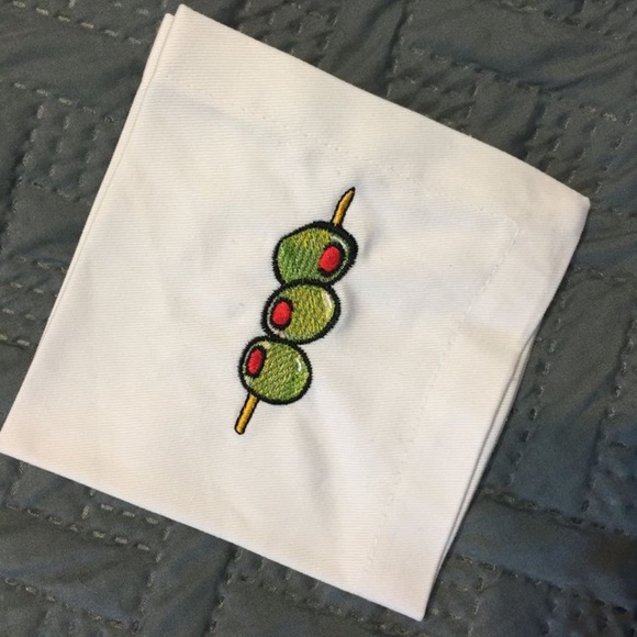 Linen Dinner Napkin Set with Olive Design - Picture 4 of 7